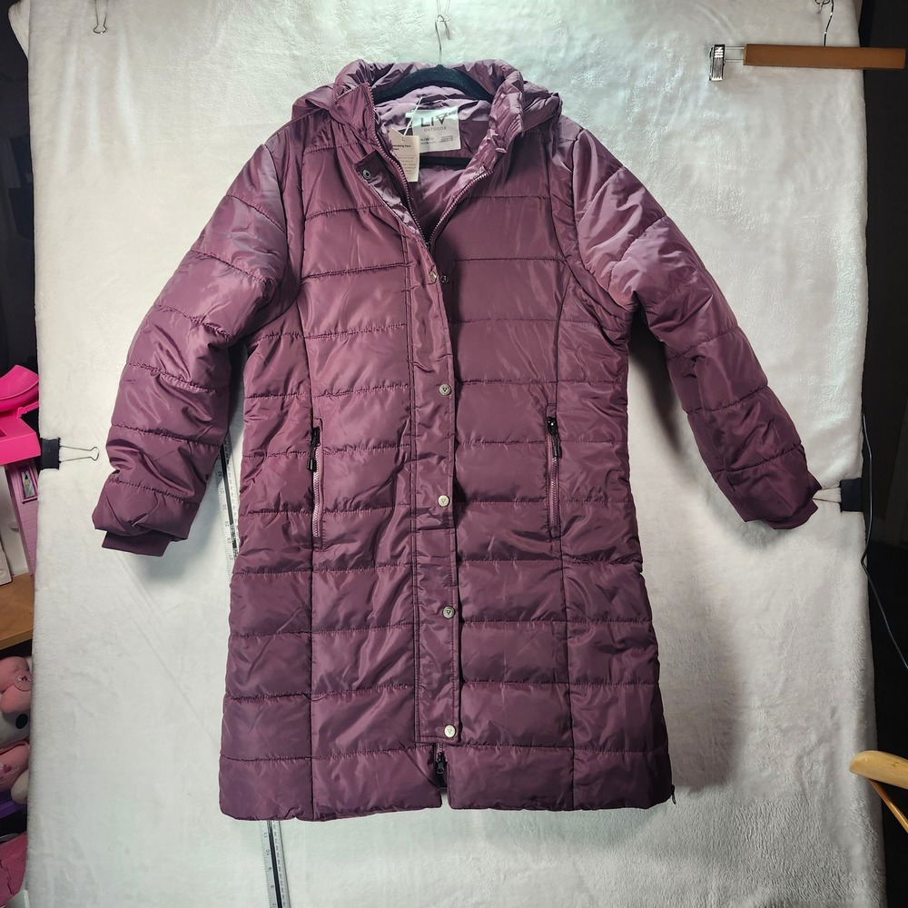 LIV Outdoor Womens Plum Purple Quilted Hooded Puffer Parka Jacket XL New‎